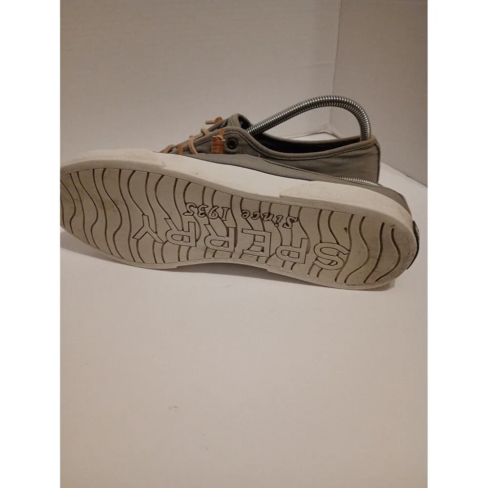 Sperry Top Sider Slip On Boat Shoe Sneaker Leather Lace Up Women Size 8.5M Grey
